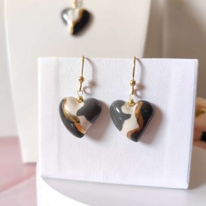 Orecchini Cuore Artigianali In Ceramica Dipinta A Mano
