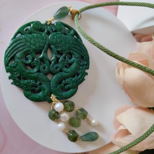 Collana Mandala Giada Con Perle E Quarzo Verde