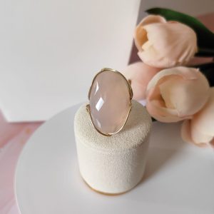 Anello Opale Rosa Con Montatura Regolabile