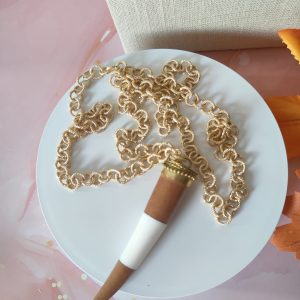 Collana Corno Legno Osso Con Catena Dorata