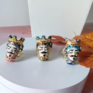 Anello Ceramica Caltagirone Con Montatura Regolabile