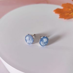 Orecchini Cammeo Agata Azzurra In Argento 925