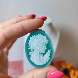 Cammeo Agata Verde Collana In Argento 925