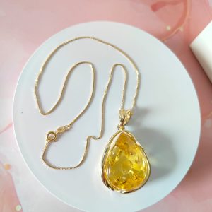 Collana Ambra Baltica Oro in Argento 925 Placcato