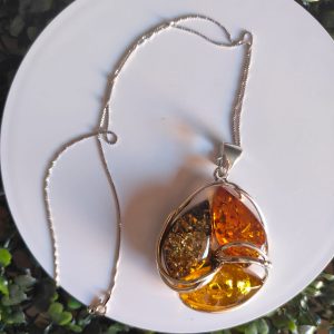 Collana Ambra Multicolore In Argento 925