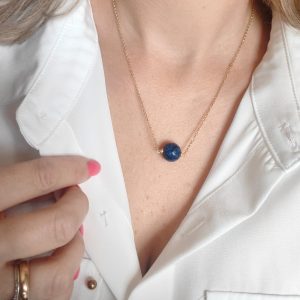 Girocollo Lapislazzuli Con Catena Diamantata In Argento 925