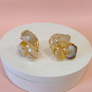 Anello Agata Striata Sfaccettata Con Montatura Regolabile