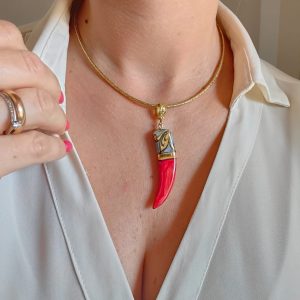 Collana Corno Portafortuna In Ceramica Di Caltagirone
