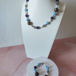 Collana Con Pietre Naturali e Bracciale Coordinato