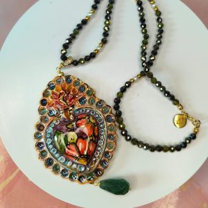 Collana Cuore Sacro E Tormalina Verde