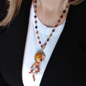 Collana Melograno E Corallo Con Perle