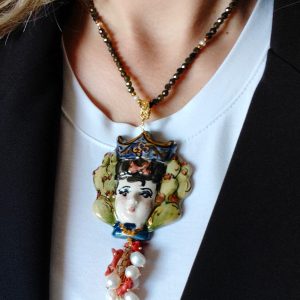 Collana Testa Di Moro In Ceramica Di Caltagirone