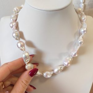 Girocollo Perle Barocche Con Chiusura In Argento Dorato