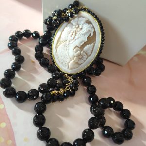 Collana Onice E Cammeo Sardonico Inciso A Mano