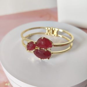 Bracciale Rigido Agata Borgogna Dorato