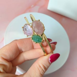 Bracciale Rigido Quarzo e Avventurina