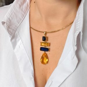 Collana Cristalli Gialli E Blu