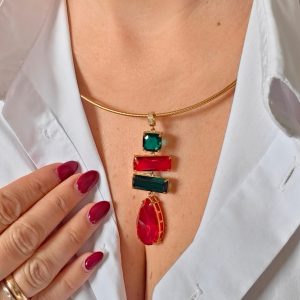 Collana Cristalli Rossi E Verdi