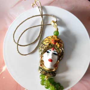 Collana Testa Di Moro E Giada Verde