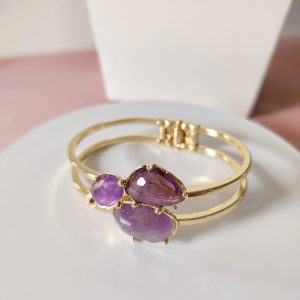 Bracciale Rigido Ametista Dorato