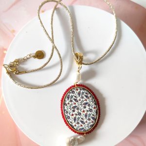 Collana Siciliana Artigianale Con Maiolica E Perla Barocca