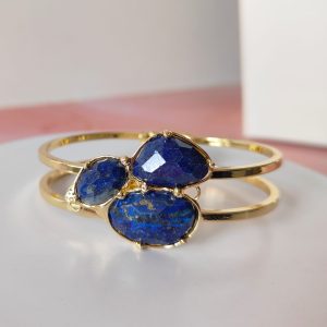 Bracciale Rigido Lapislazzuli Dorato