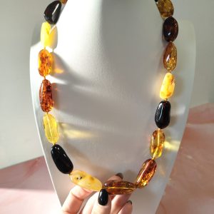 Collana Ambra Naturale Con Chiusura In Argento