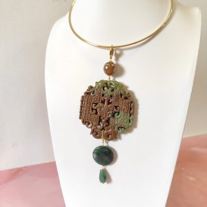 Ciondolo Mandala Giada Verde – Con Agata Muschiata E Quarzo