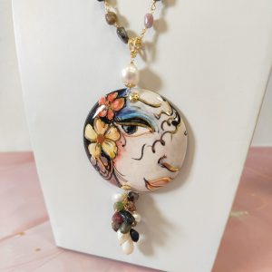 Collana Volto Donna E Tormaline – Ceramica E Perle Unica