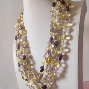 Collana Ametista E Citrino – Multifilo in Pietre Naturali