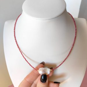 Girocollo Zirconi Perla Con Perla Barocca Centrale