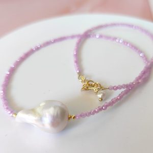 Collana Zirconi Rosa E Barocca Eleganza Luminescente