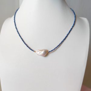 Collana Zirconi Blu E Barocca Eleganza Smeraldo Marino