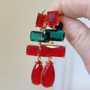 Orecchini Cristalli Rossi | Pezzo Unico Con Montatura Dorata