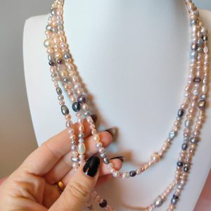 Charleston Perle Rosate e Grigie – Collana Lunga 180cm
