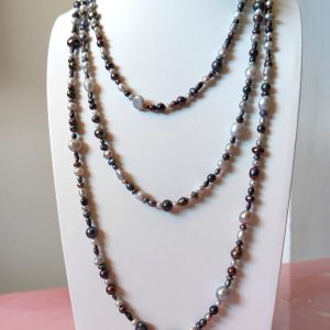 Charleston Perle Grigie E Nere – Collana Lunga 180cm