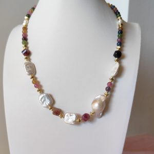 Collana Tormalina Perle Barocche | Gioiello Artigianale Multicolor