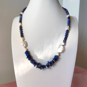Collana Sodalite Perle | Gioiello Artigianale Blu Con Dettagli Dorati