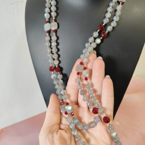 Collana Labradorite E Agata Lunga Senza Chiusura 130 cm