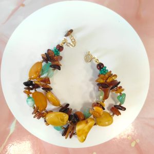 Bracciale Ambra E Crisoprasio | Multifilo Artigianale Luminoso