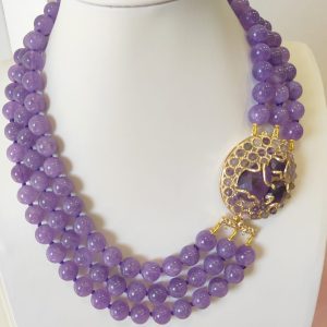 Collana Ametista Multifilo Con Chiusura Laterale
