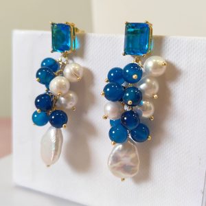 Orecchini Agata Perla – Orecchini Pendenti a Grappolo
