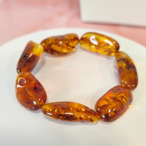 Bracciale Ambra Cognac Naturale – Elastico in Ambra Baltica