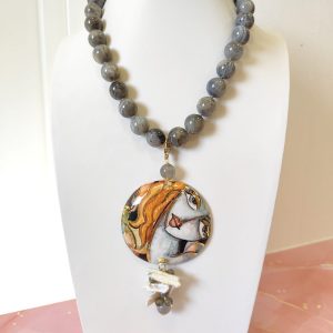 Collana Labradorite E Ceramica – Arte E Luminosità Unica