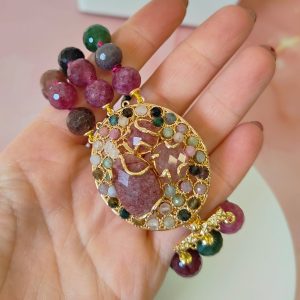 Bracciale Tormalina Multicolor Con Chiusura Dorata