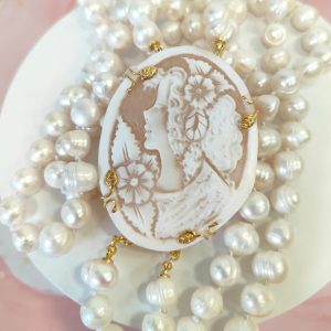 Collana Di Perle E Cammeo – Cammeo Sardonico E Perle