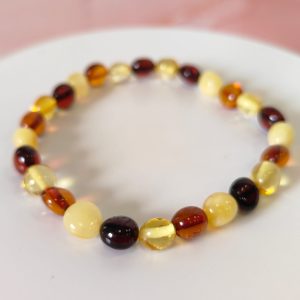 Bracciali Ambra Naturale Elastici Multicolore