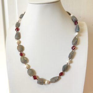 Collana Labradorite Agata Perle Riflessi Eleganti