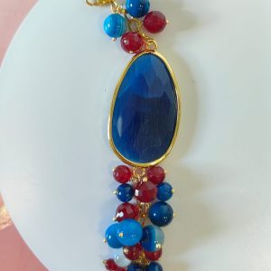 Collana Agata Blu e Borgogna – Eleganza Artigianale - CIONDOLO