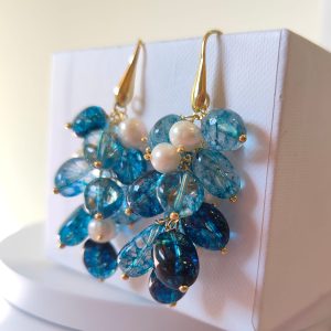 Orecchini Tormalina E Perle Pendenti Artigianali Eleganti